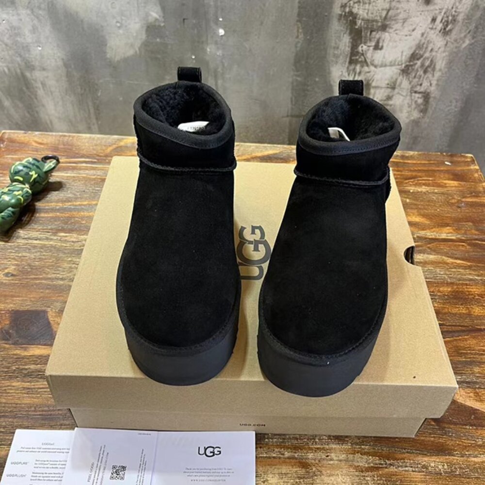 UGG Winter Black Suede Thick Bottom Model Ankle Boots